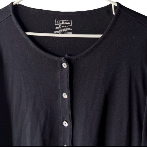 L.L. Bean Supima Cotton Button Front Cardigan Black Women’s XL | Soft Classic - Picture 3 of 6